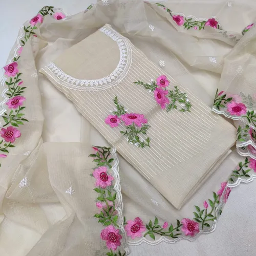 Exclusive Kota Doria Unstitched Dress Material with Dupatta – Lightweight, Elegant & Handcrafted Ethnic Wear for Women